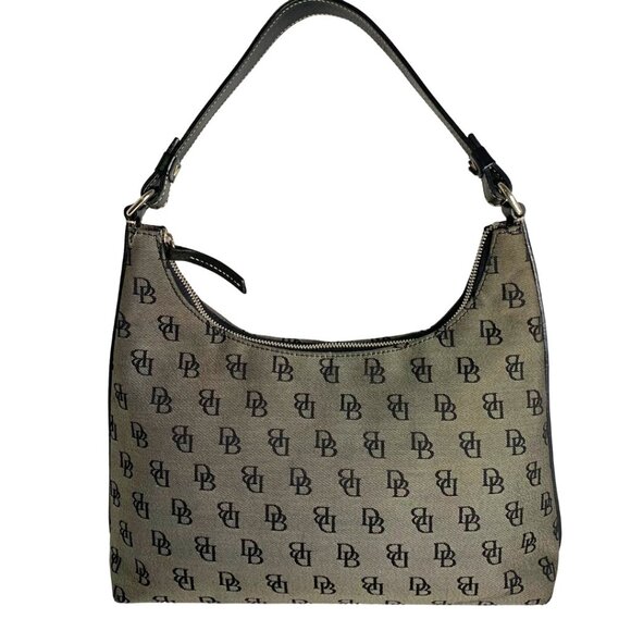 Dooney & Bourke Handbags - Dooney & Bourke Grey Monogram Canvas Shoulder Bag Medium Size